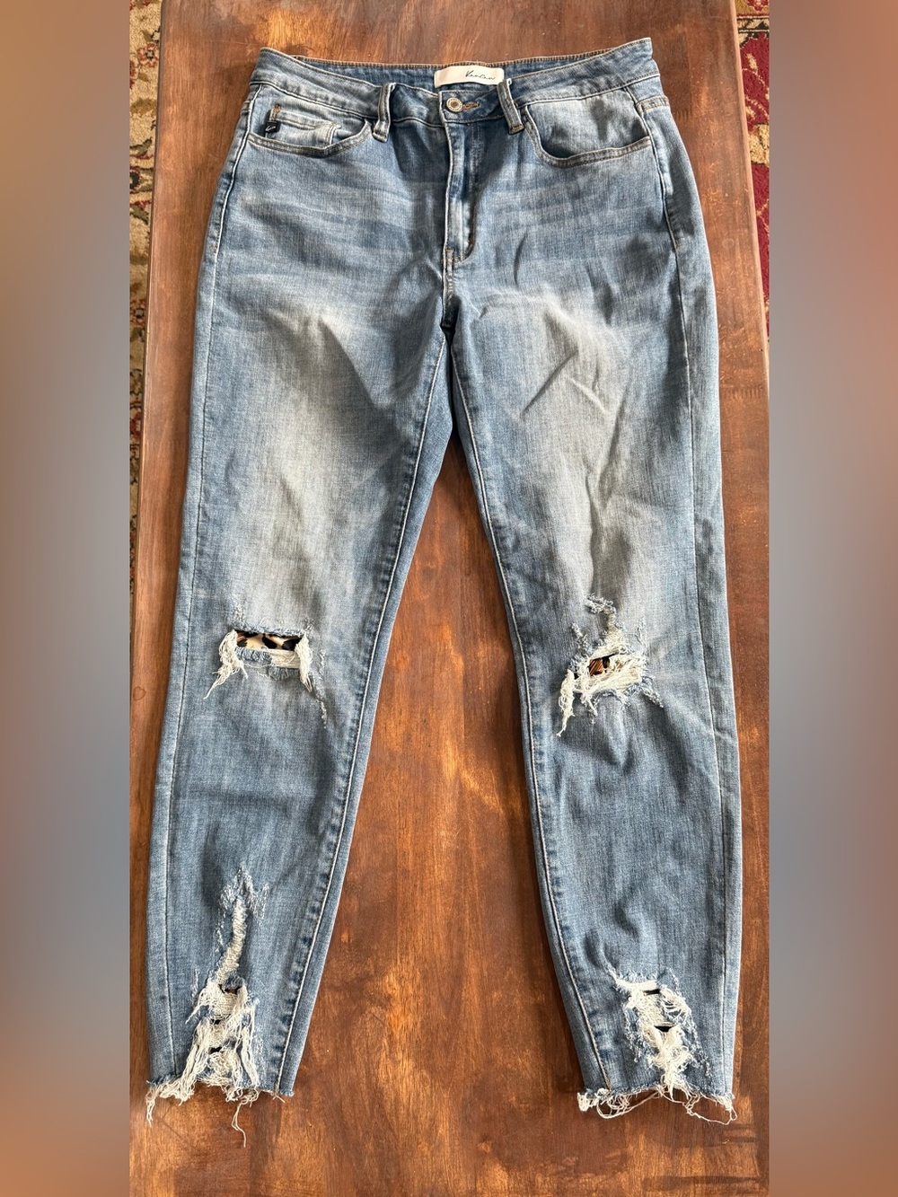 KanCan Light Blue Distressed Cropped Jeans